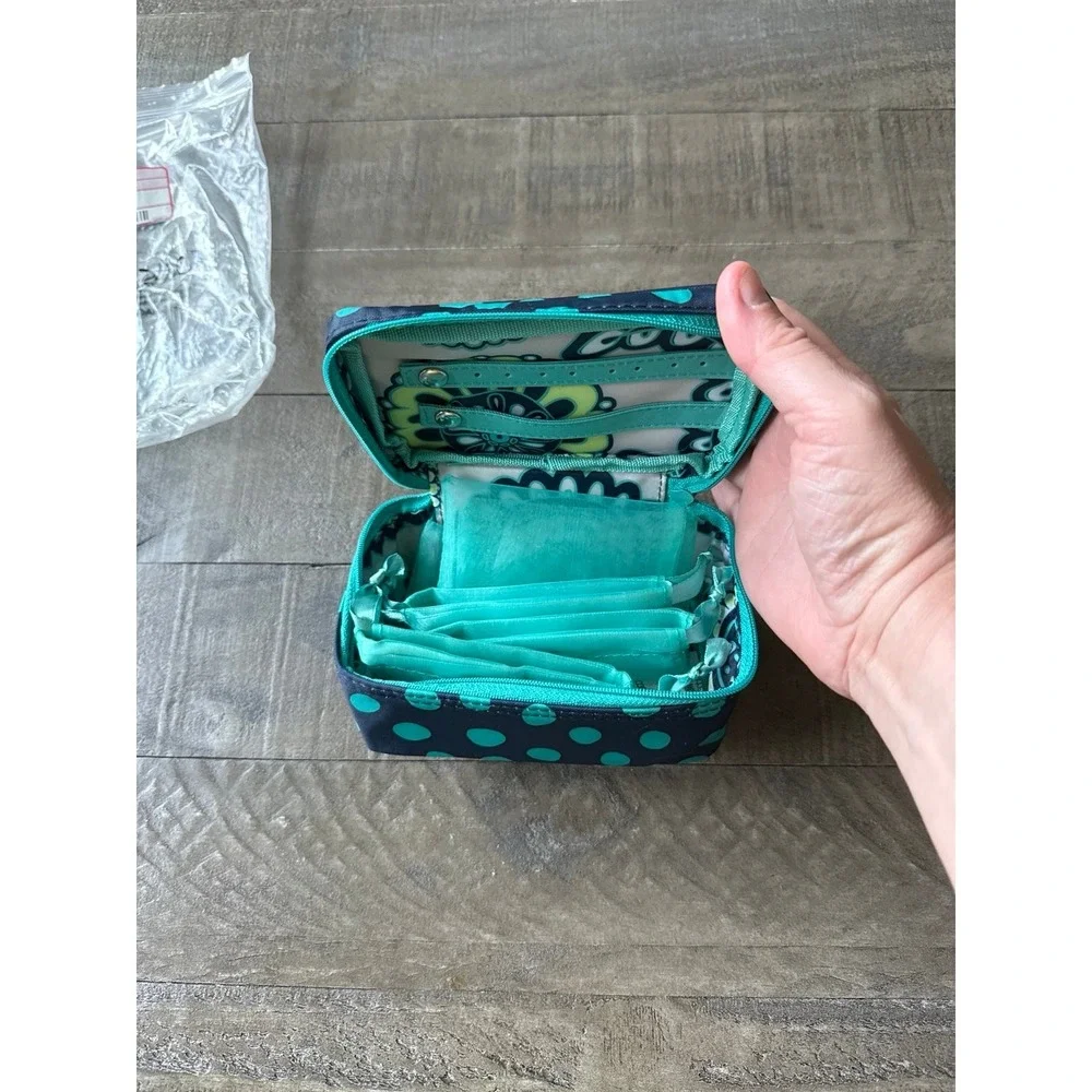 NWT Thirty-One Baubles & Bracelets Jewelry Travel Case 439K Navy Lotsa Dots